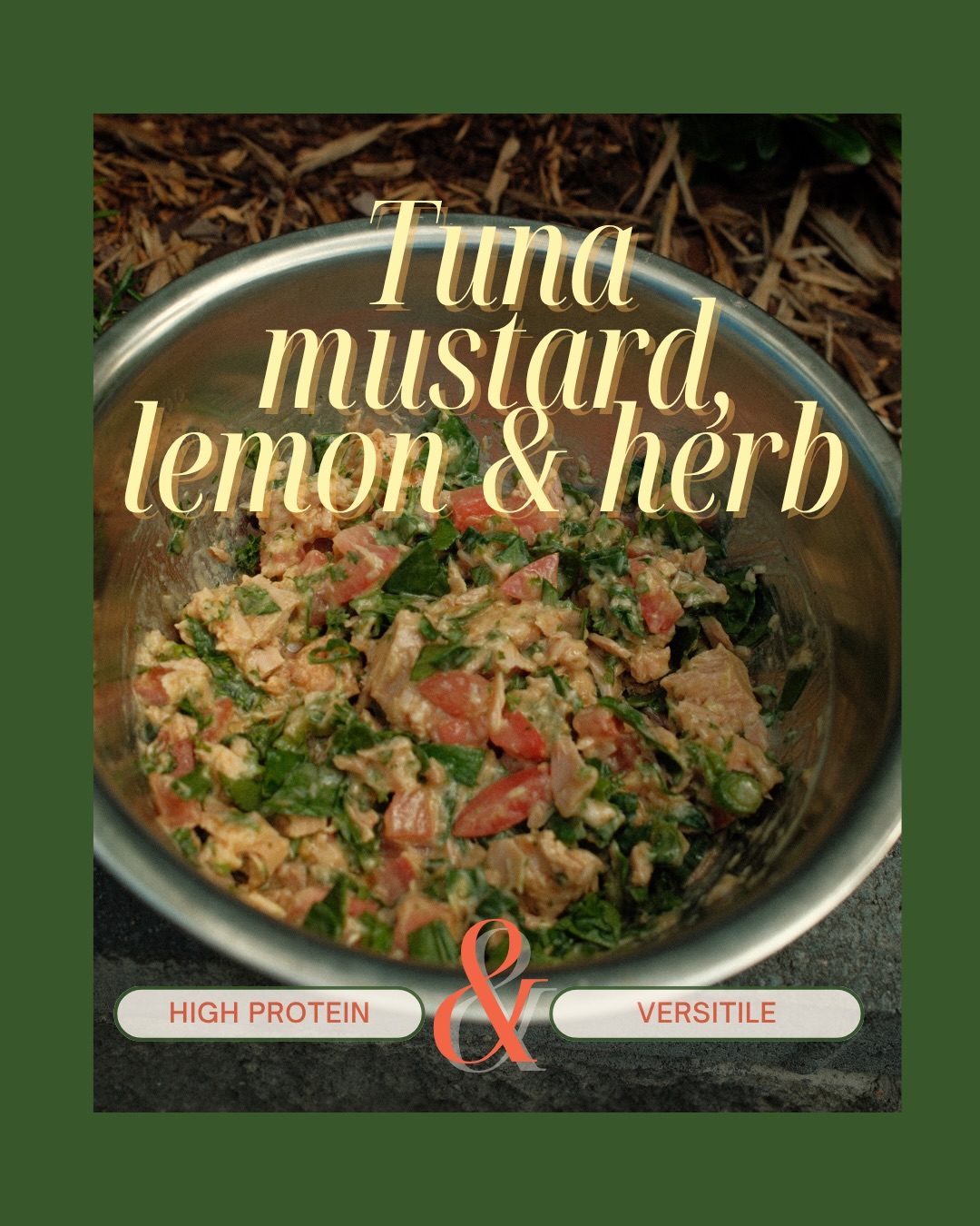 Tuna mustard lemon and herb salad in a bowl