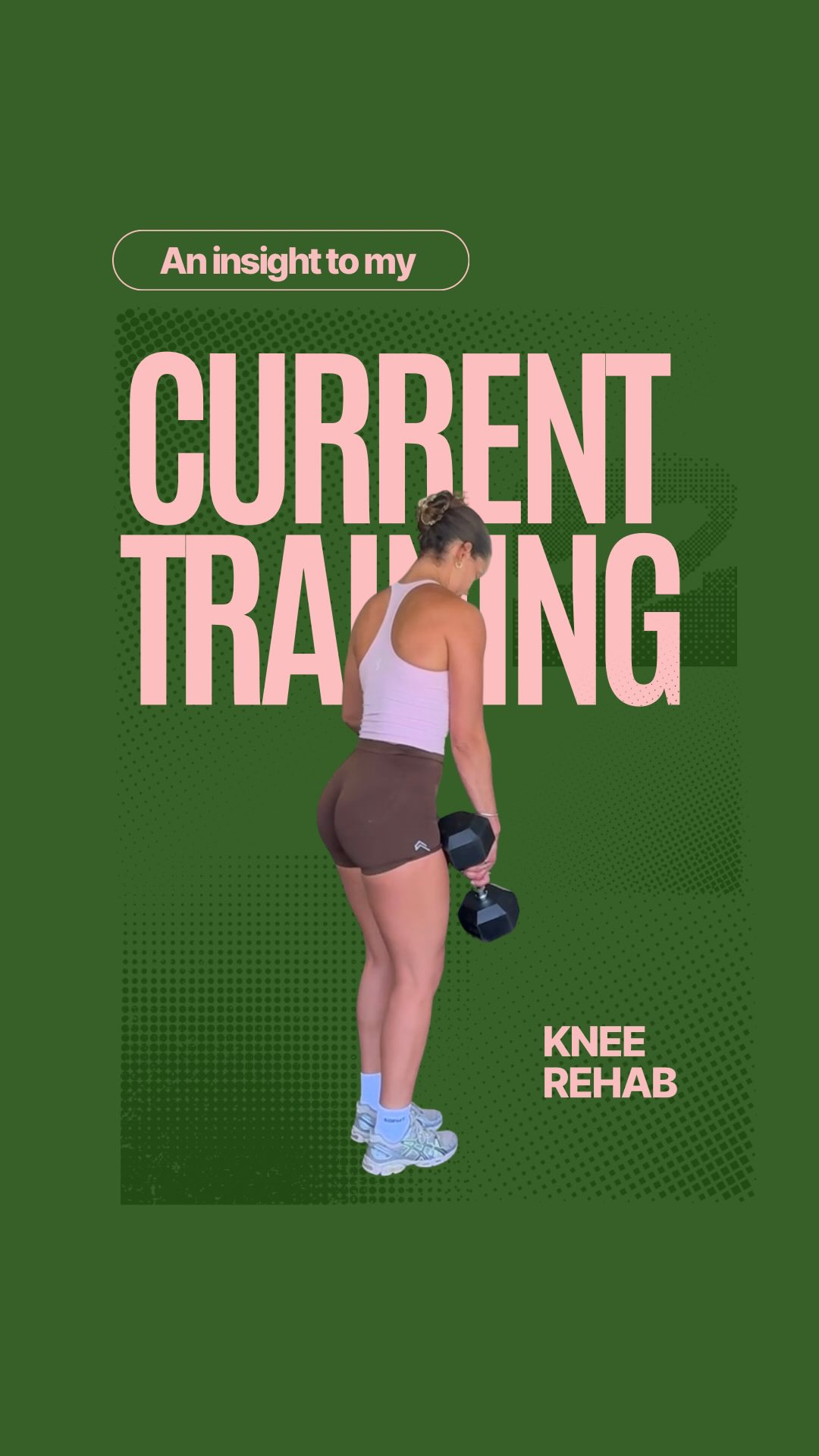 Sophie holding a dumbbell during knee rehab training